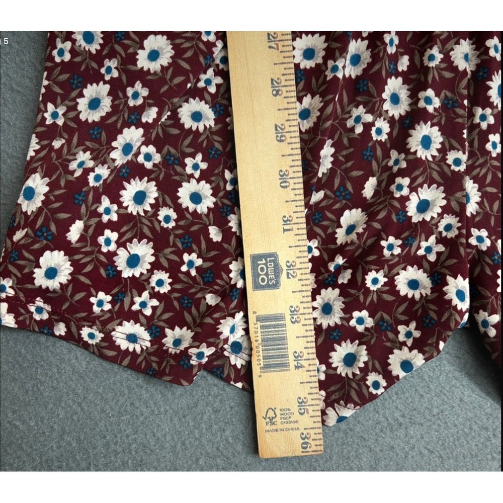 Kaileigh Romper Women Lg Burgundy Floral V-Neck 3/4 Sleeve Elastic Waist Pocket - Picture 7 of 8